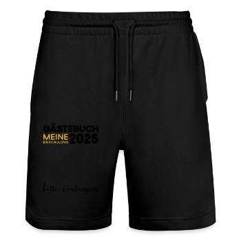 Guestbook School Enrollment 2025 Young Girls Schoolchild - Stanley/Stella Trainer Unisex Organic Jogging Shorts - black - Front - Nik (191cm) & Marisol (170cm)