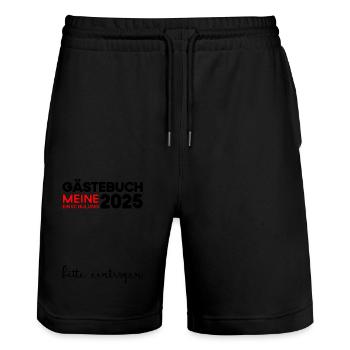 Guestbook School Enrollment 2025 Young Girls Schoolchild - Stanley/Stella Trainer Unisex Organic Jogging Shorts - black - Front - Nik (191cm) & Marisol (170cm)