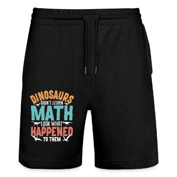 Lustiges Mathe-Dinosaurier-Design für Lehrer - Stanley/Stella Unisex Bio Joggingshorts Trainer  - Schwarz - Vorne - Nik (191cm) & Marisol (170cm)
