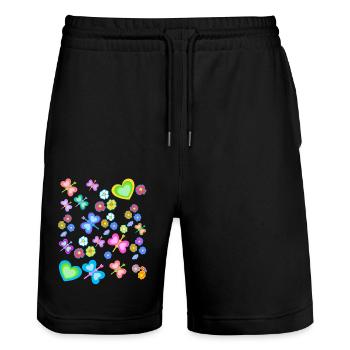 Retro Vintage Frühling Sommer 80er 90er Insekt - Stanley/Stella Unisex Bio Joggingshorts Trainer  - Schwarz - Vorne - Nik (191cm) & Marisol (170cm)