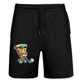 Golf Pizza - Stanley/Stella Unisex Bio Joggingshorts Trainer  - Schwarz - Vorne - Nik (191cm) & Marisol (170cm)