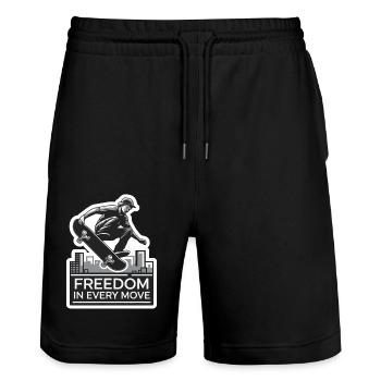 SKATEBOARD - Short de jogging bio TRAINER Stanley/Stella unisexe - noir - Devant - Nik (191cm) & Marisol (170cm)