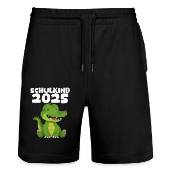 Schulkind 2025 Junge Mädchen Einschulung 2025 Deko - Stanley/Stella Unisex Bio Joggingshorts Trainer  - Schwarz - Vorne - Nik (191cm) & Marisol (170cm)
