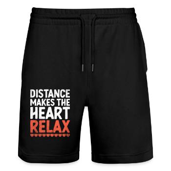 Distance Makes The Heart Relax Sayings For - Stanley/Stella Trainer Unisex Organic Jogging Shorts - black - Front - Nik (191cm) & Marisol (170cm)