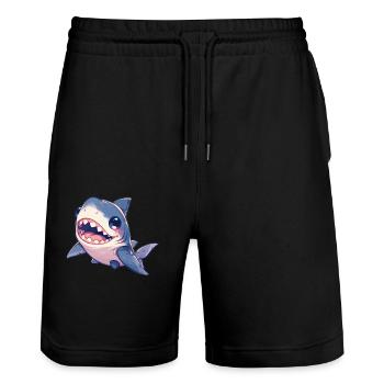 Grands requins blancs Grand requin blanc - Short de jogging bio TRAINER Stanley/Stella unisexe - noir - Devant - Nik (191cm) & Marisol (170cm)