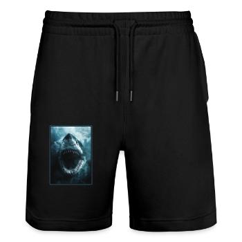 Weiße Haie Weißer Hai - Stanley/Stella Unisex Bio Joggingshorts Trainer  - Schwarz - Vorne - Nik (191cm) & Marisol (170cm)