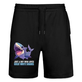 Grands requins blancs Grand requin blanc - Short de jogging bio TRAINER Stanley/Stella unisexe - noir - Devant - Nik (191cm) & Marisol (170cm)