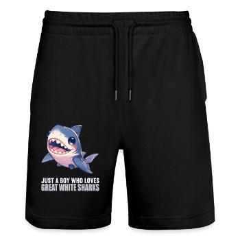 Grands requins blancs Grand requin blanc - Short de jogging bio TRAINER Stanley/Stella unisexe - noir - Devant - Nik (191cm) & Marisol (170cm)