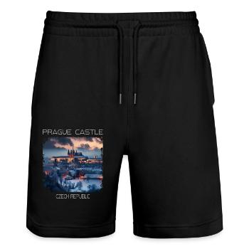 Prager Burg - Stanley/Stella Unisex Bio Joggingshorts Trainer  - Schwarz - Vorne - Nik (191cm) & Marisol (170cm)