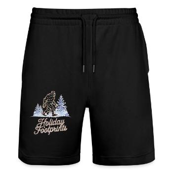 Weihnachtliche Fußabdrücke von Bigfoot für - Stanley/Stella Unisex Bio Joggingshorts Trainer  - Schwarz - Vorne - Nik (191cm) & Marisol (170cm)