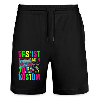 C’est mon costume des années 70 - Short de jogging bio TRAINER Stanley/Stella unisexe - noir - Devant - Nik (191cm) & Marisol (170cm)