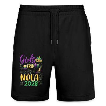 Voyage entre filles NOLA 2028 - Short de jogging bio TRAINER Stanley/Stella unisexe - noir - Devant - Nik (191cm) & Marisol (170cm)