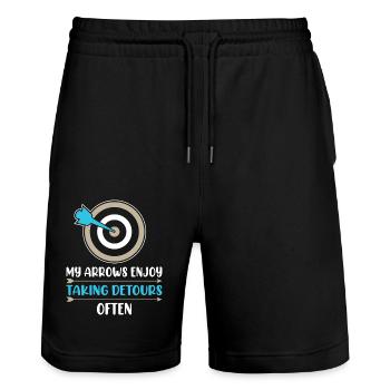 Bogenschießen Bogenschütze - Stanley/Stella Unisex Bio Joggingshorts Trainer  - Schwarz - Vorne - Nik (191cm) & Marisol (170cm)