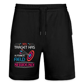 Bogenschießen Bogenschütze - Stanley/Stella Unisex Bio Joggingshorts Trainer  - Schwarz - Vorne - Nik (191cm) & Marisol (170cm)