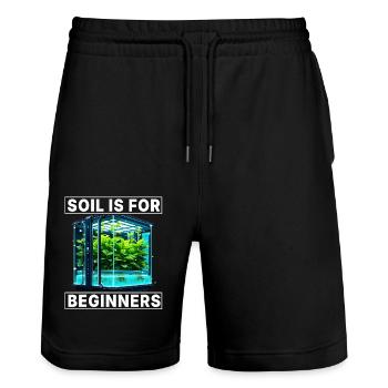 Soil is for Beginners - Stanley/Stella Trainer Unisex Organic Jogging Shorts - black - Front - Nik (191cm) & Marisol (170cm)