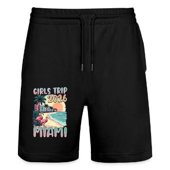 Girls Trip Miami 2026 - Stanley/Stella Unisex Bio Joggingshorts Trainer  - Schwarz - Vorne - Nik (191cm) & Marisol (170cm)