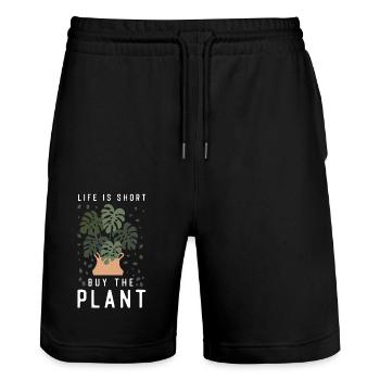 Plant Lover Gardening Monstera - Stanley/Stella Trainer Unisex Organic Jogging Shorts - black - Front - Nik (191cm) & Marisol (170cm)