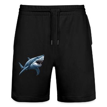 Sharks Shark - Stanley/Stella Trainer Unisex Organic Jogging Shorts - black - Front - Nik (191cm) & Marisol (170cm)
