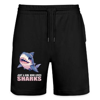 Requins Requin - Short de jogging bio TRAINER Stanley/Stella unisexe - noir - Devant - Nik (191cm) & Marisol (170cm)