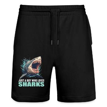 Requins Requin - Short de jogging bio TRAINER Stanley/Stella unisexe - noir - Devant - Nik (191cm) & Marisol (170cm)