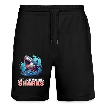 Requins Requin - Short de jogging bio TRAINER Stanley/Stella unisexe - noir - Devant - Nik (191cm) & Marisol (170cm)