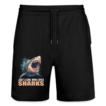 Requins Requin - Short de jogging bio TRAINER Stanley/Stella unisexe - noir - Devant - Nik (191cm) & Marisol (170cm)