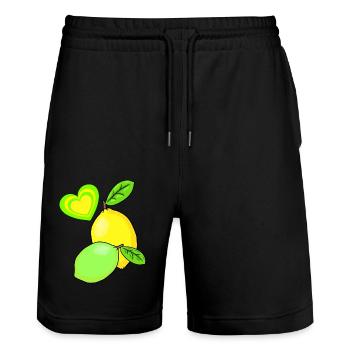 Lemon Lemons Fruits Fruit Fruit Summer - Stanley/Stella Trainer Unisex Organic Jogging Shorts - black - Front - Nik (191cm) & Marisol (170cm)