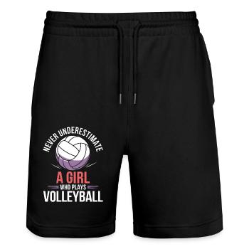 Volleyball Spruch Lustiges Volleyball Geschenk - Stanley/Stella Unisex Bio Joggingshorts Trainer  - Schwarz - Vorne - Nik (191cm) & Marisol (170cm)