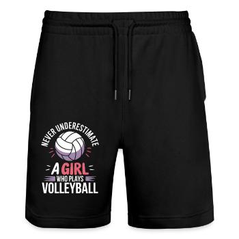 Volleyball Spruch Lustiges Volleyball Geschenk - Stanley/Stella Unisex Bio Joggingshorts Trainer  - Schwarz - Vorne - Nik (191cm) & Marisol (170cm)