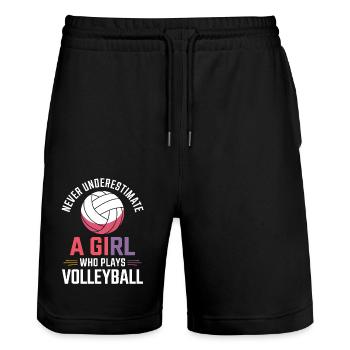 volley-ball dire drôle de cadeau de volley-ball - Short de jogging bio TRAINER Stanley/Stella unisexe - noir - Devant - Nik (191cm) & Marisol (170cm)