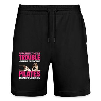 Pilates Together We Are Trouble - Stanley/Stella Trainer Unisex Organic Jogging Shorts - black - Front - Nik (191cm) & Marisol (170cm)