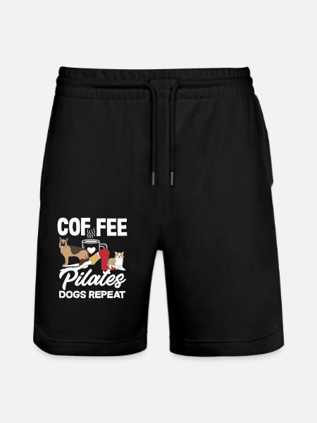 Pilates Coffee Dogs Repeat Fun - Stanley/Stella Trainer Unisex Organic Jogging Shorts - black