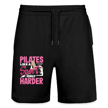 Le Pilates est comme un sport, mais en plus difficile - Short de jogging bio TRAINER Stanley/Stella unisexe - noir - Devant - Nik (191cm) & Marisol (170cm)