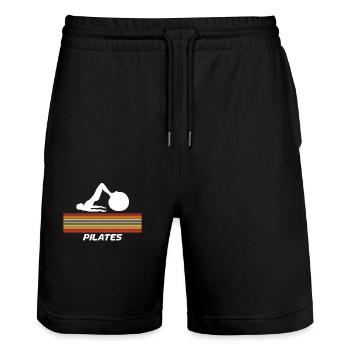 Pilates avec un design à rayures rétro - Short de jogging bio TRAINER Stanley/Stella unisexe - noir - Devant - Nik (191cm) & Marisol (170cm)