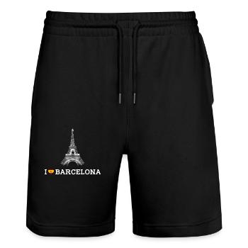 J’aime Barcelone Tour Cool Coeur Drapeau Espagne Amoureux - Short de jogging bio TRAINER Stanley/Stella unisexe - noir - Devant - Nik (191cm) & Marisol (170cm)