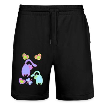 Chats Rétro Chat des années 80 des années 90 Vintage Chaton Enfant - Short de jogging bio TRAINER Stanley/Stella unisexe - noir - Devant - Nik (191cm) & Marisol (170cm)