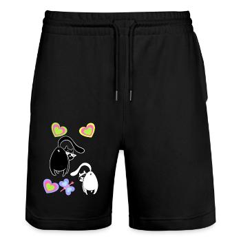 Chats, Chats, Enfants, Enfant, Chaton - Short de jogging bio TRAINER Stanley/Stella unisexe - noir - Devant - Nik (191cm) & Marisol (170cm)