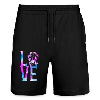 Plant Lover Gardening Monstera - Stanley/Stella Trainer Unisex Organic Jogging Shorts - black - Front - Nik (191cm) & Marisol (170cm)