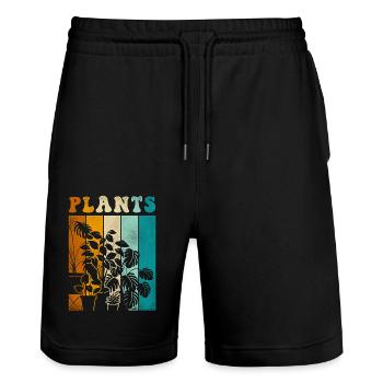 Amoureux des plantes jardinage rétro - Short de jogging bio TRAINER Stanley/Stella unisexe - noir - Devant - Nik (191cm) & Marisol (170cm)