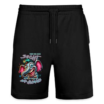 Wenn ihr mich sucht ich bin am Rande des Wahnsinns - Stanley/Stella Unisex Bio Joggingshorts Trainer  - Schwarz - Vorne - Nik (191cm) & Marisol (170cm)