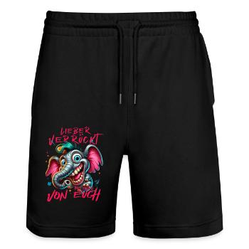 Lieber verrückt als einer von euch – Elefant - Stanley/Stella Unisex Bio Joggingshorts Trainer  - Schwarz - Vorne - Nik (191cm) & Marisol (170cm)