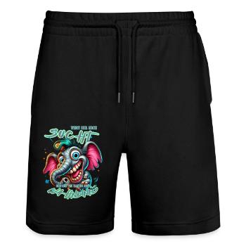 Wenn ihr mich sucht ich bin am Rande des Wahnsinns - Stanley/Stella Unisex Bio Joggingshorts Trainer  - Schwarz - Vorne - Nik (191cm) & Marisol (170cm)