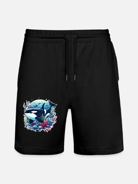 Orca Killer Whale - Stanley/Stella Trainer Unisex Organic Jogging Shorts - black