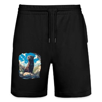 Nerze Nerz - Stanley/Stella Unisex Bio Joggingshorts Trainer  - Schwarz - Vorne - Nik (191cm) & Marisol (170cm)