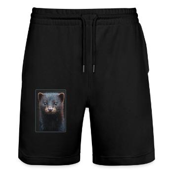 Nerze Nerz - Stanley/Stella Unisex Bio Joggingshorts Trainer  - Schwarz - Vorne - Nik (191cm) & Marisol (170cm)