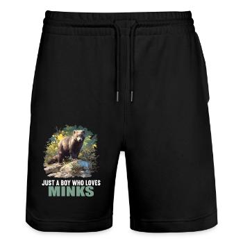 Nerze Nerz - Stanley/Stella Unisex Bio Joggingshorts Trainer  - Schwarz - Vorne - Nik (191cm) & Marisol (170cm)