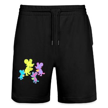 Retro Mäuse Maus 80er 90er Vintage Kinder Kind - Stanley/Stella Unisex Bio Joggingshorts Trainer  - Schwarz - Vorne - Nik (191cm) & Marisol (170cm)