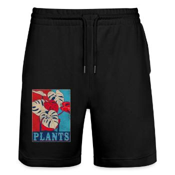 Amoureux des plantes jardinage rétro - Short de jogging bio TRAINER Stanley/Stella unisexe - noir - Devant - Nik (191cm) & Marisol (170cm)