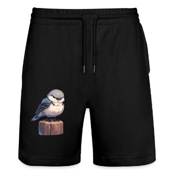 Spottdrosseln Spottdrossel - Stanley/Stella Unisex Bio Joggingshorts Trainer  - Schwarz - Vorne - Nik (191cm) & Marisol (170cm)