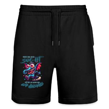 Wenn ihr mich sucht ich bin am Rande des Wahnsinns - Stanley/Stella Unisex Bio Joggingshorts Trainer  - Schwarz - Vorne - Nik (191cm) & Marisol (170cm)